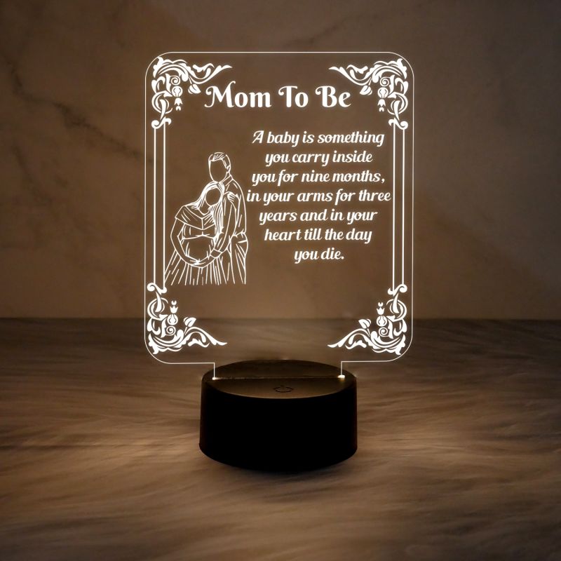 Mom to Be Engraved Night Lamp for Home Decor Light with Warm White Light & On/Off Touch Button | Gift for Pregnant Women | Mom to Be Gift